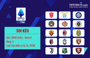 Soi kèo vòng 3 VĐQG Italia Serie A, loạt trận 26-29/08